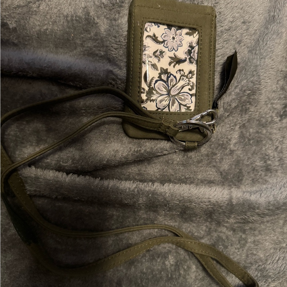 Floral Olive Green Card Holder Lanyard